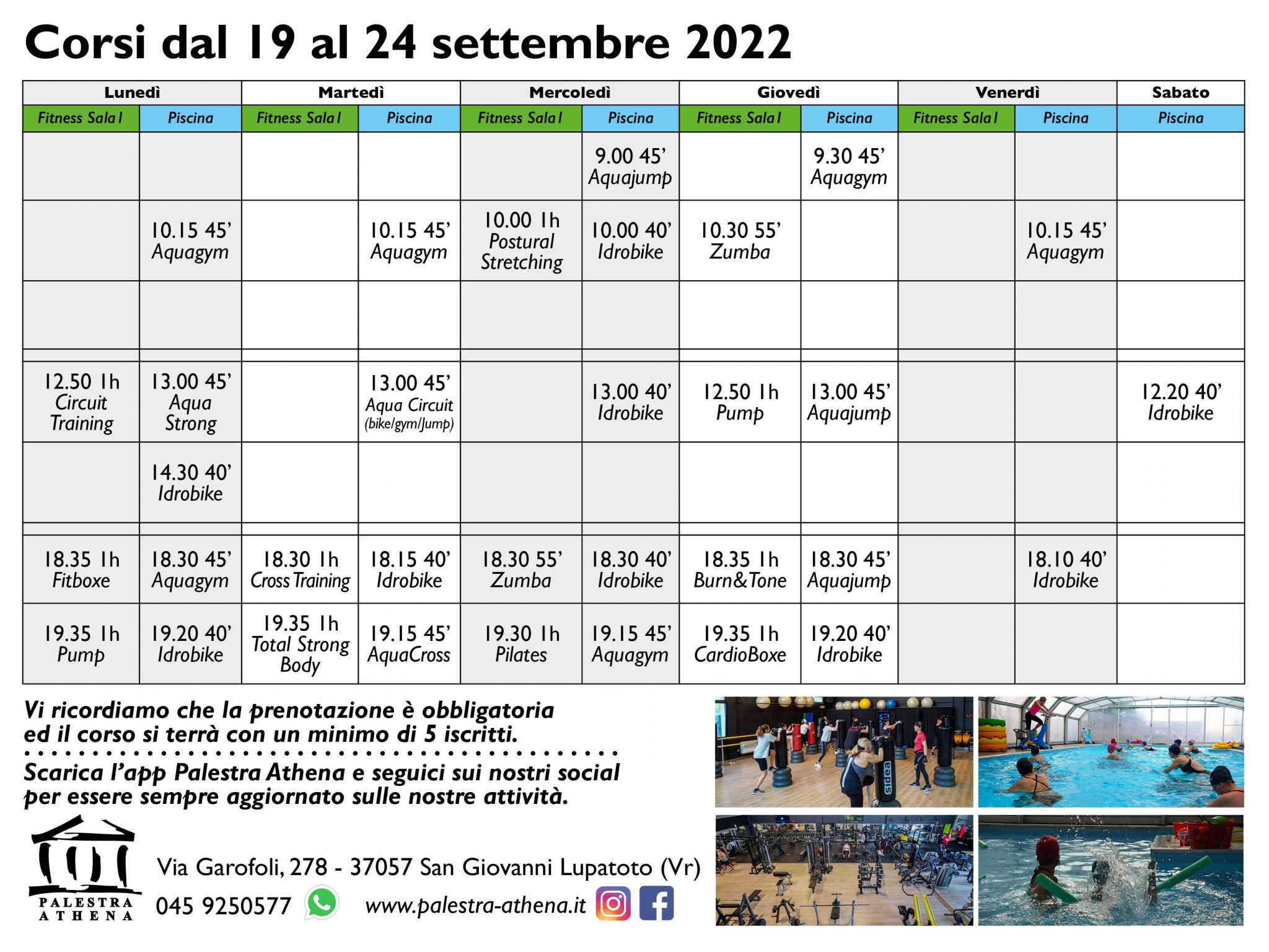 Planning_Planning dal 19.09.2022_SITO | Palestra Verona | Athena